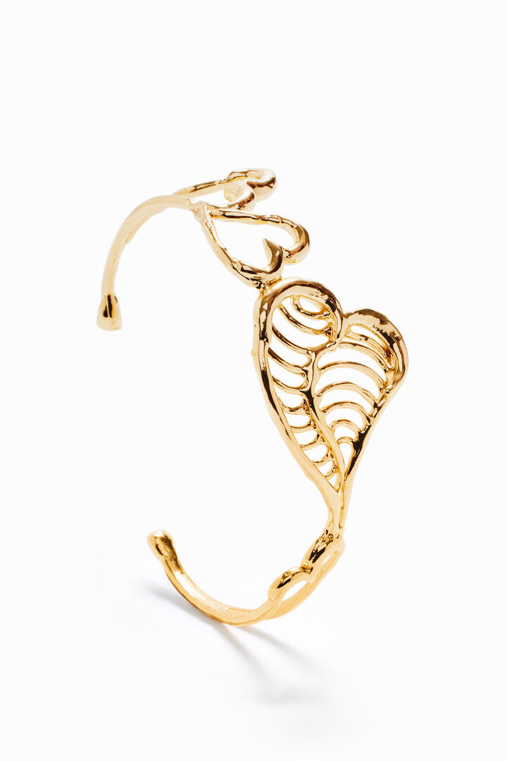 Brazalete corazón baño oro Zalio