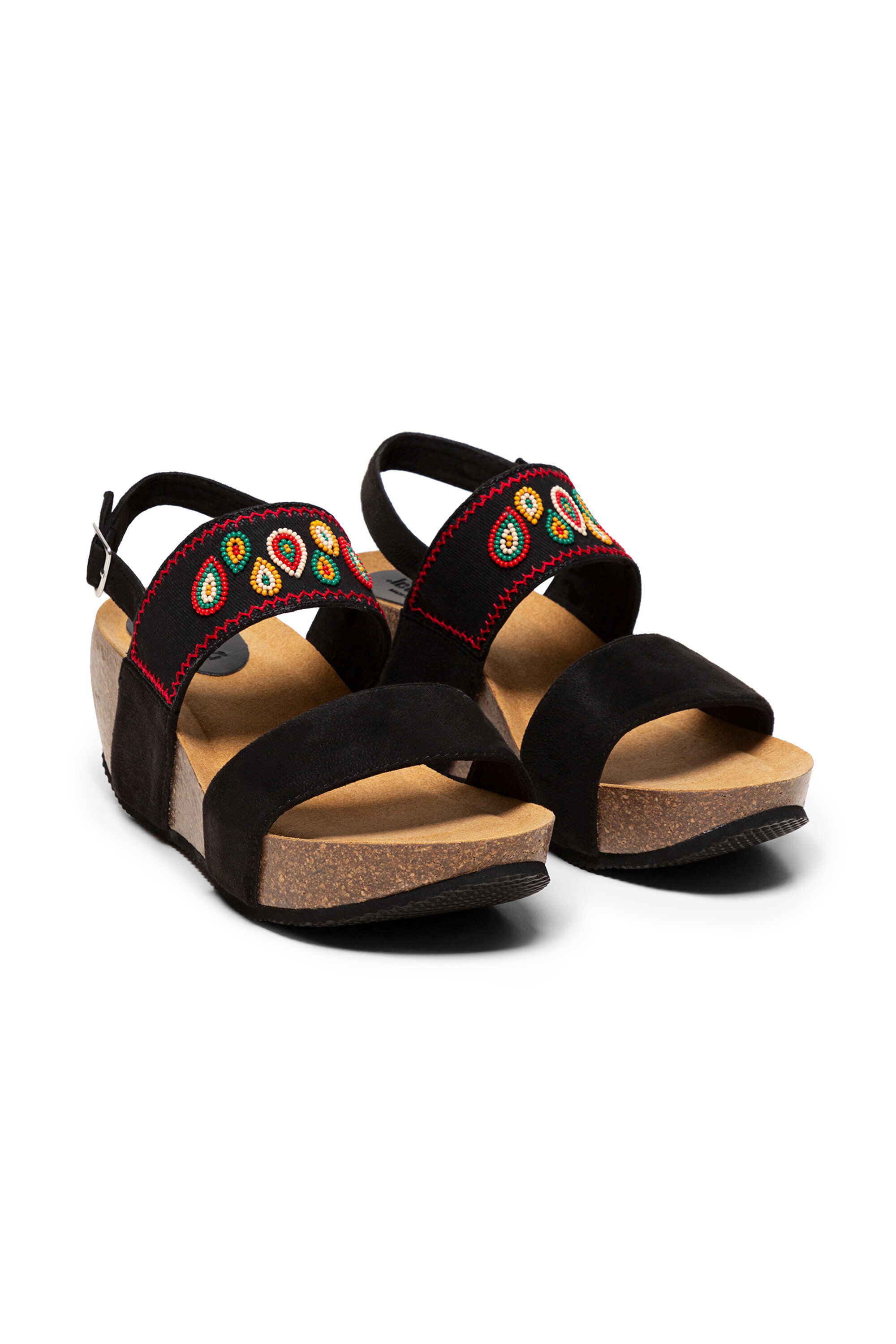 Cork wedge sandals buckle Desigual