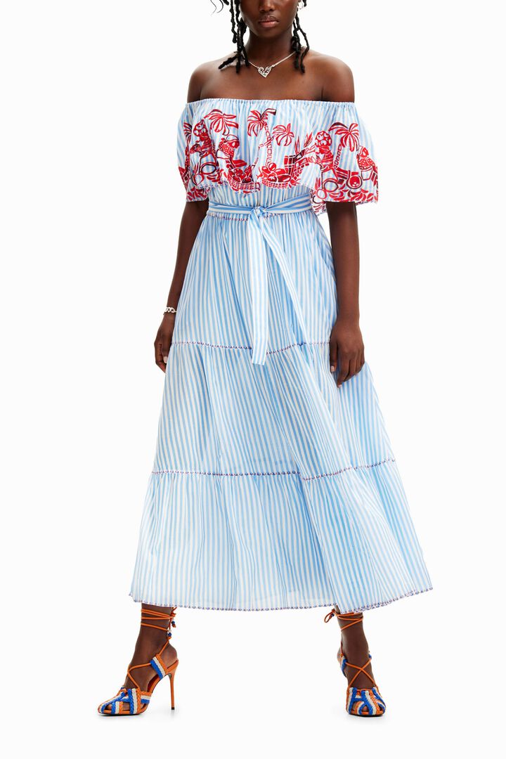Stella Jean long striped dress | Desigual