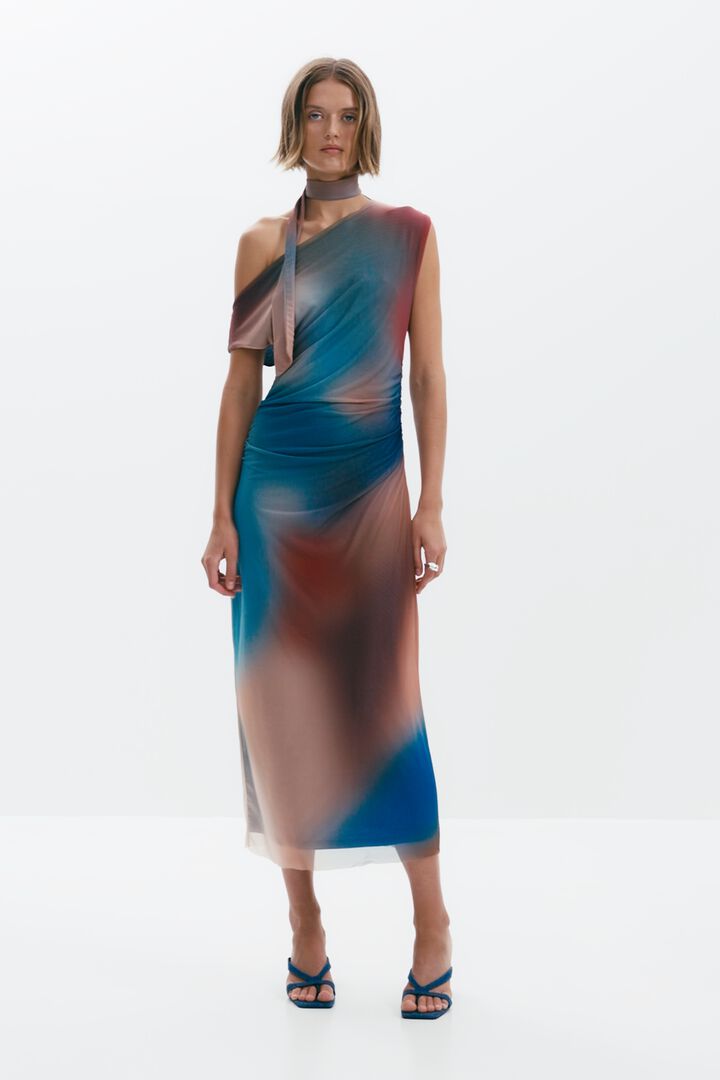 Draped dress with irregular neckline | Desigual
