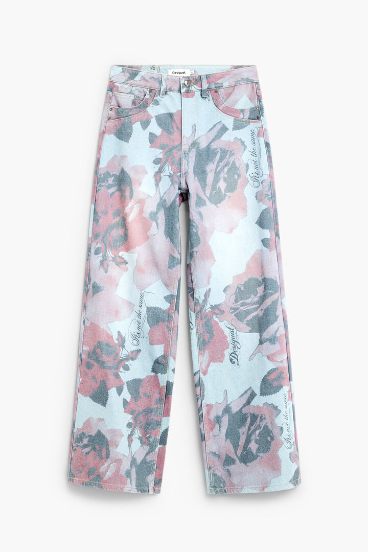 Pantalons texans estampats de cama ampla