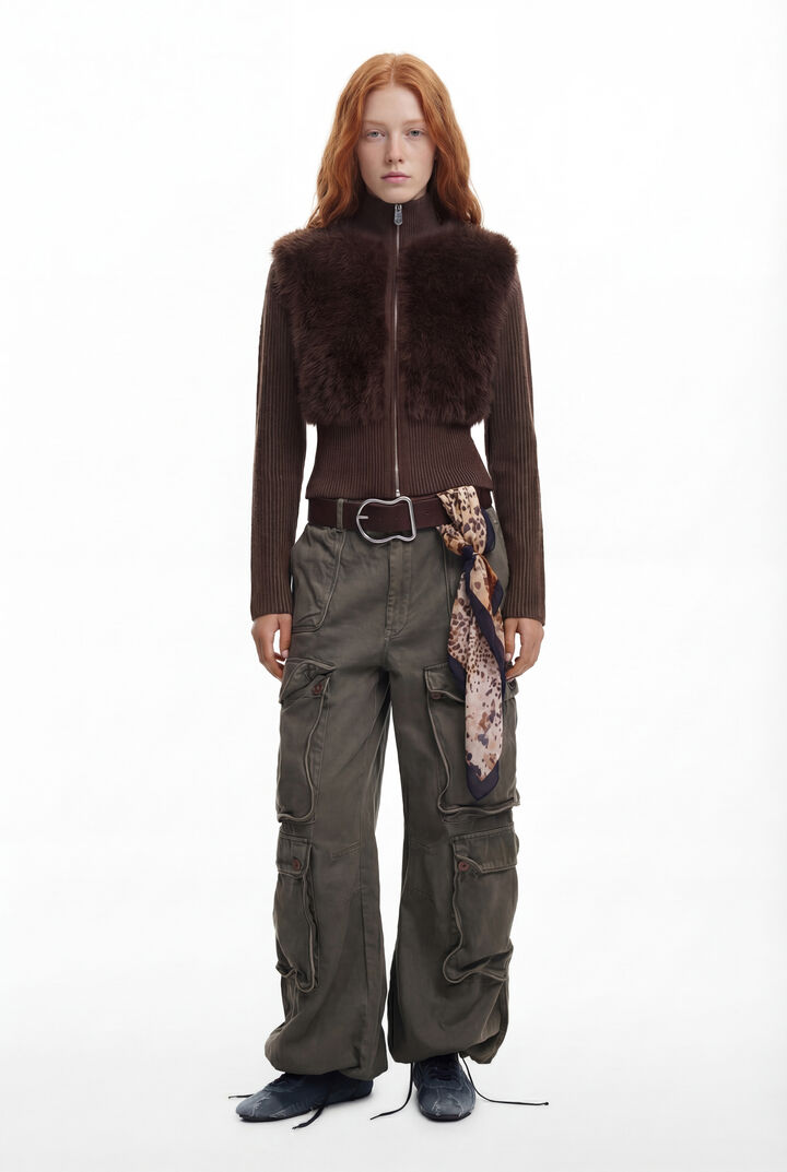 KNIT SWEATER WITH FUR