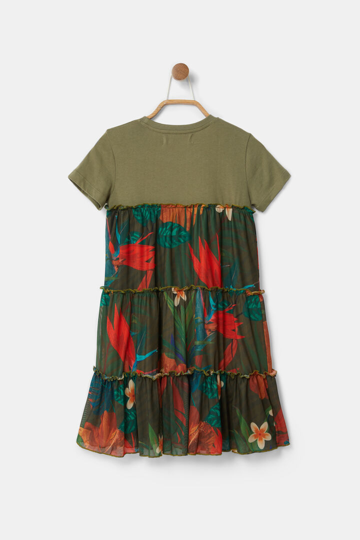 Vestido camisetero volantes flores | Desigual