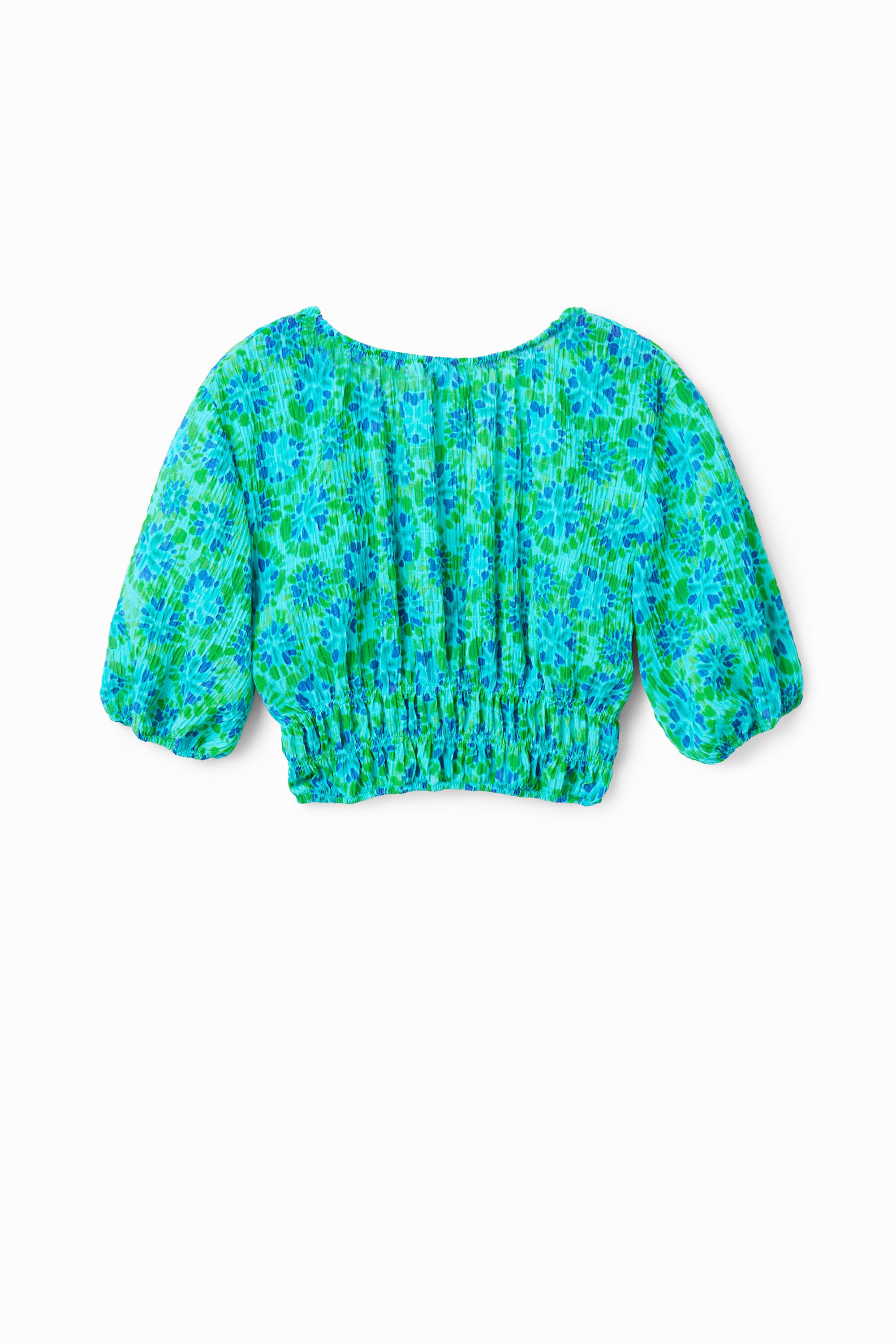 Kurze Bluse Puffärmel Batik