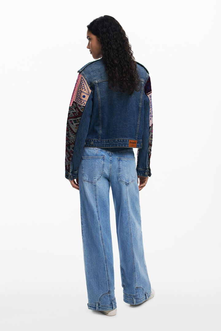 Denim jacket with combined sleeves | Desigual