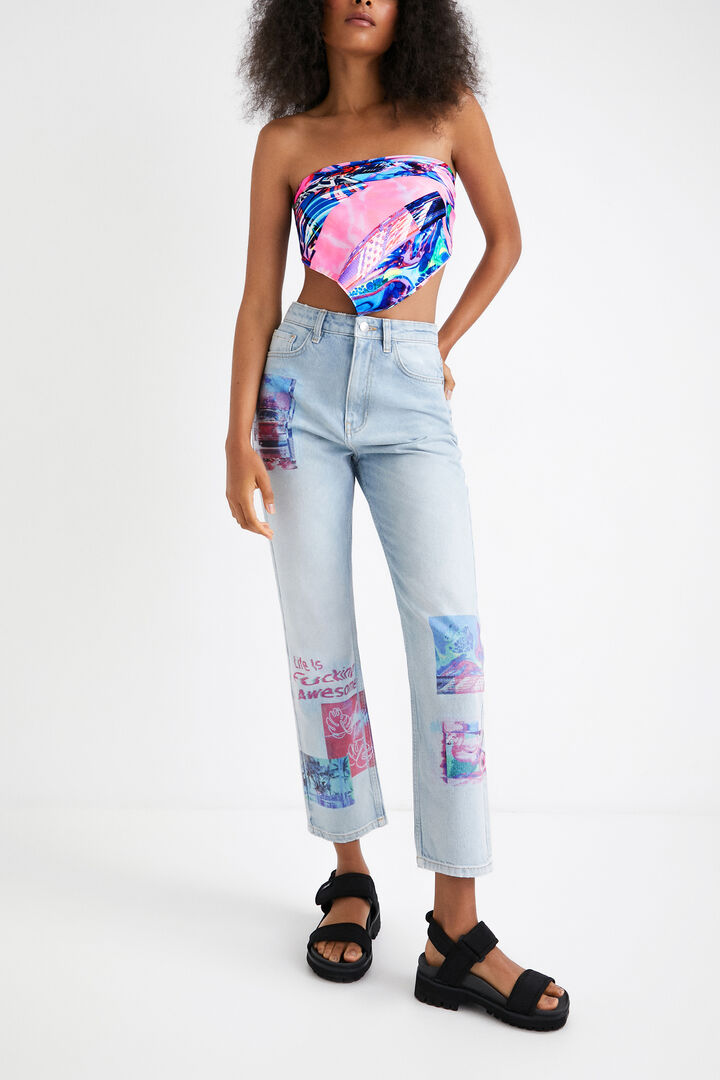 Vaquero Straight cropped patch | Desigual