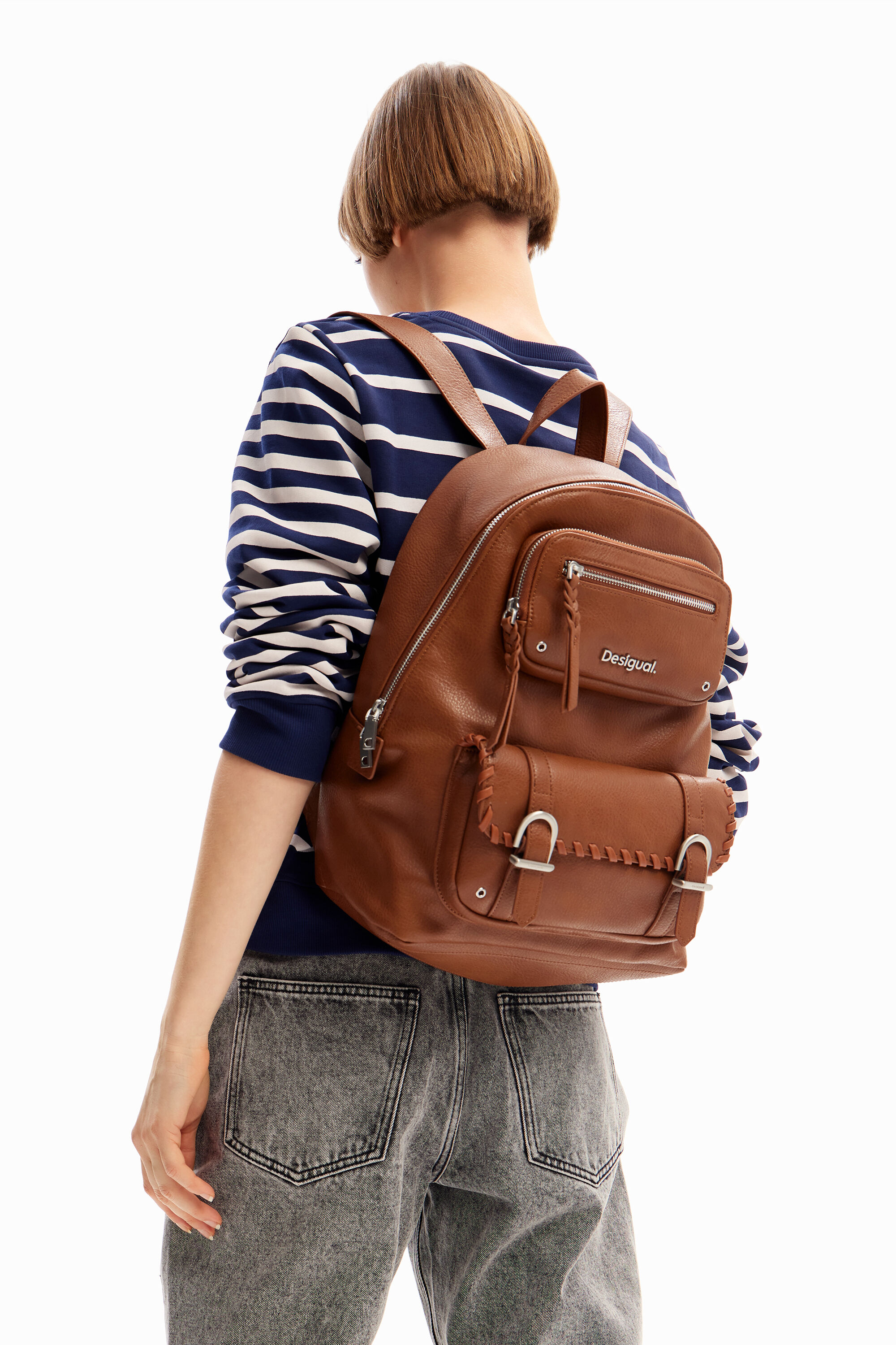 Shop Desigual L Pockets Backpack In Brown