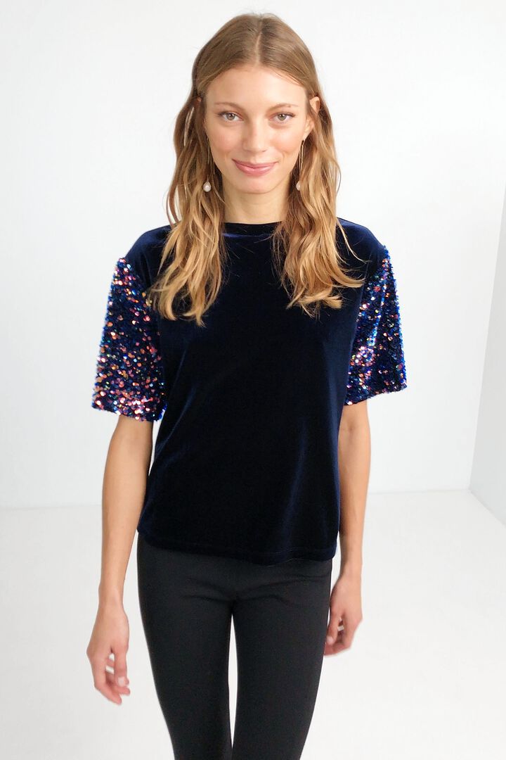 Camiseta aterciopelada lentejuelas | Desigual