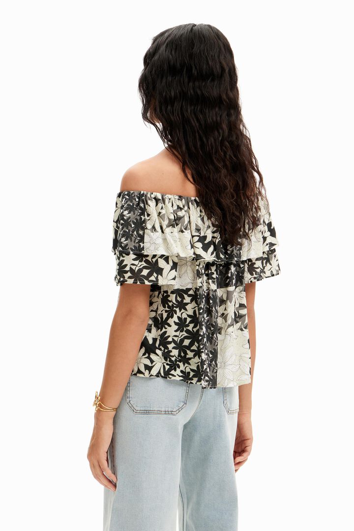 Patchwork floral ruffle blouse | Desigual