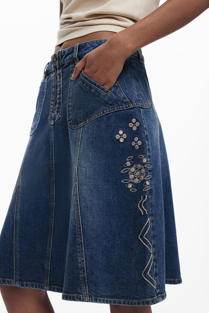 Jupe en denim brodée | Desigual