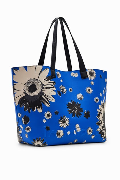 Extra-large reversible floral shopper bag