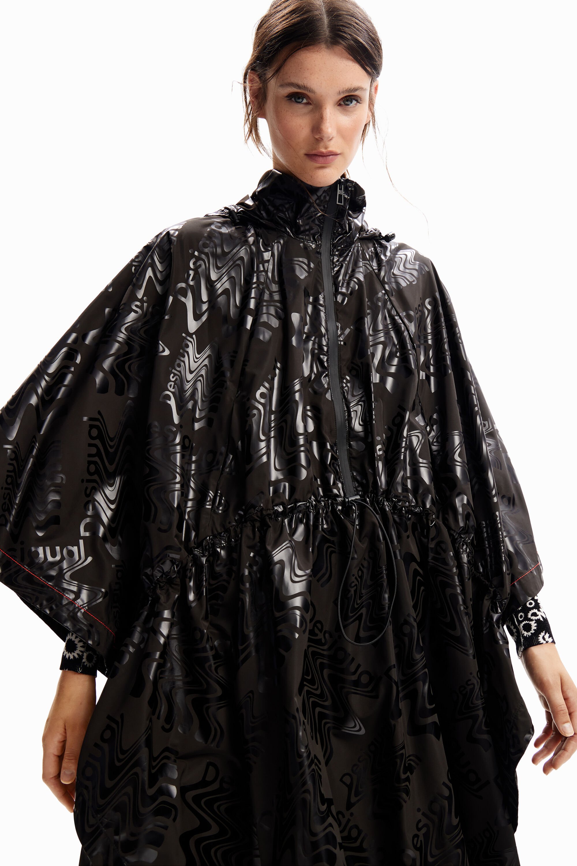 Logo hooded raincoat