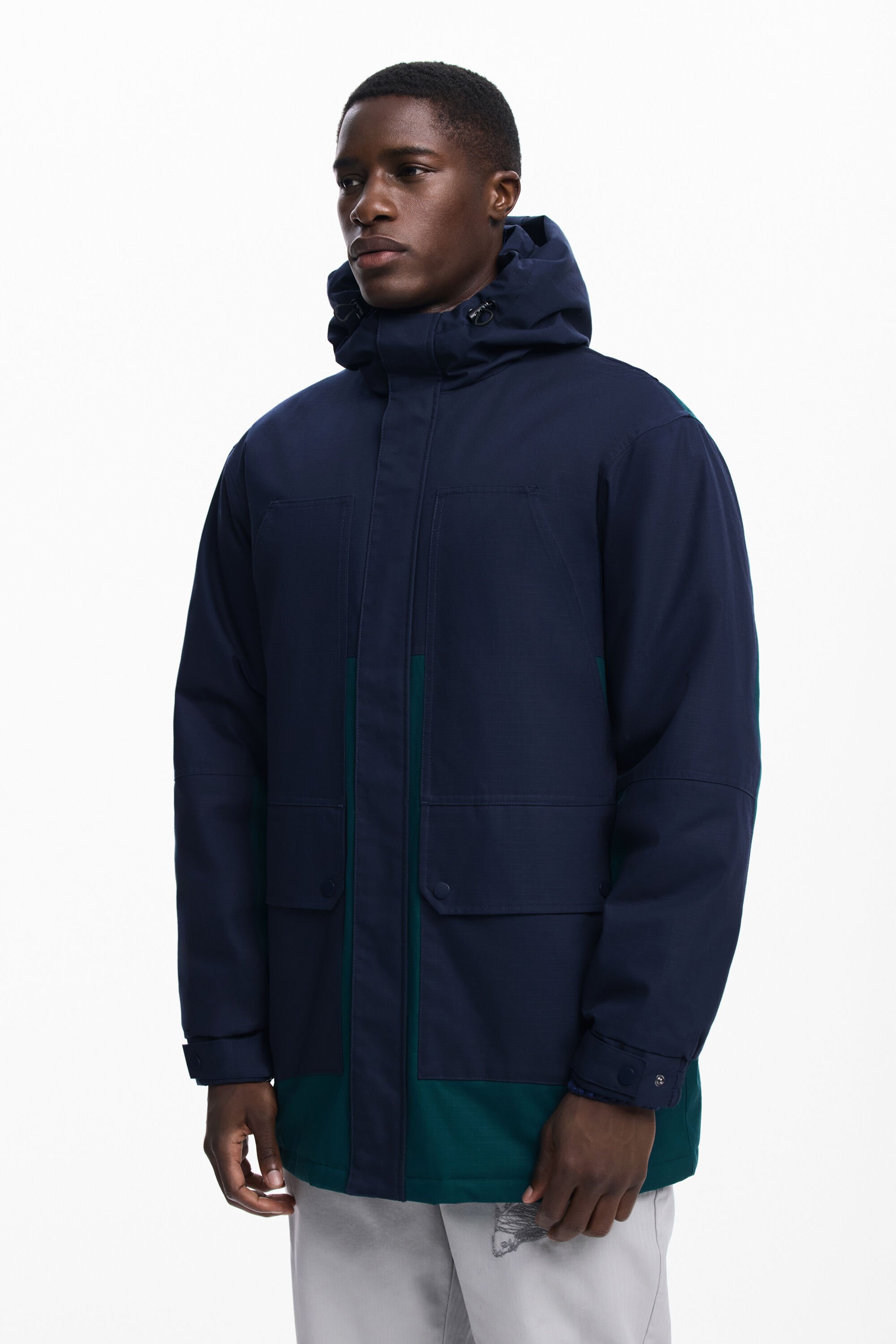 Zweifarbige Parka mit Kapuze
