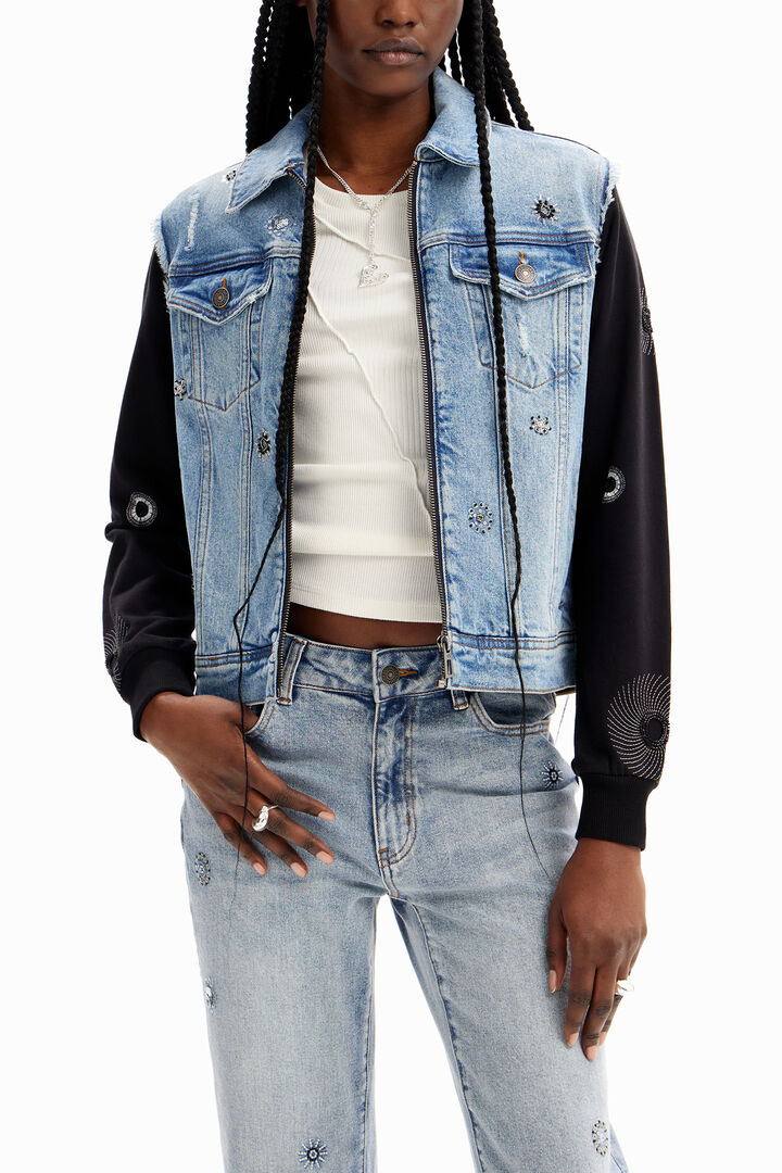 Veste jean hybride broderies | Desigual