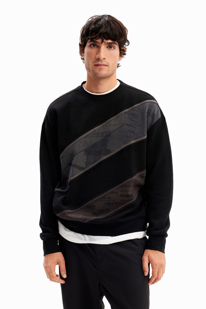 Sudadera patchwork mensajes