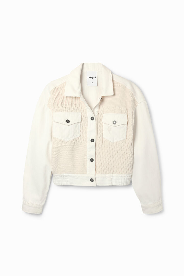 Patchwork tricot trucker jacket