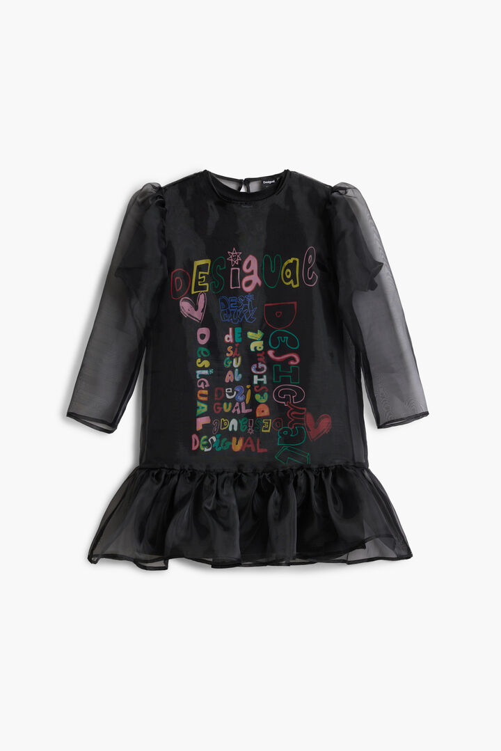 3/4 sleeve dress with lettering | Desigual
