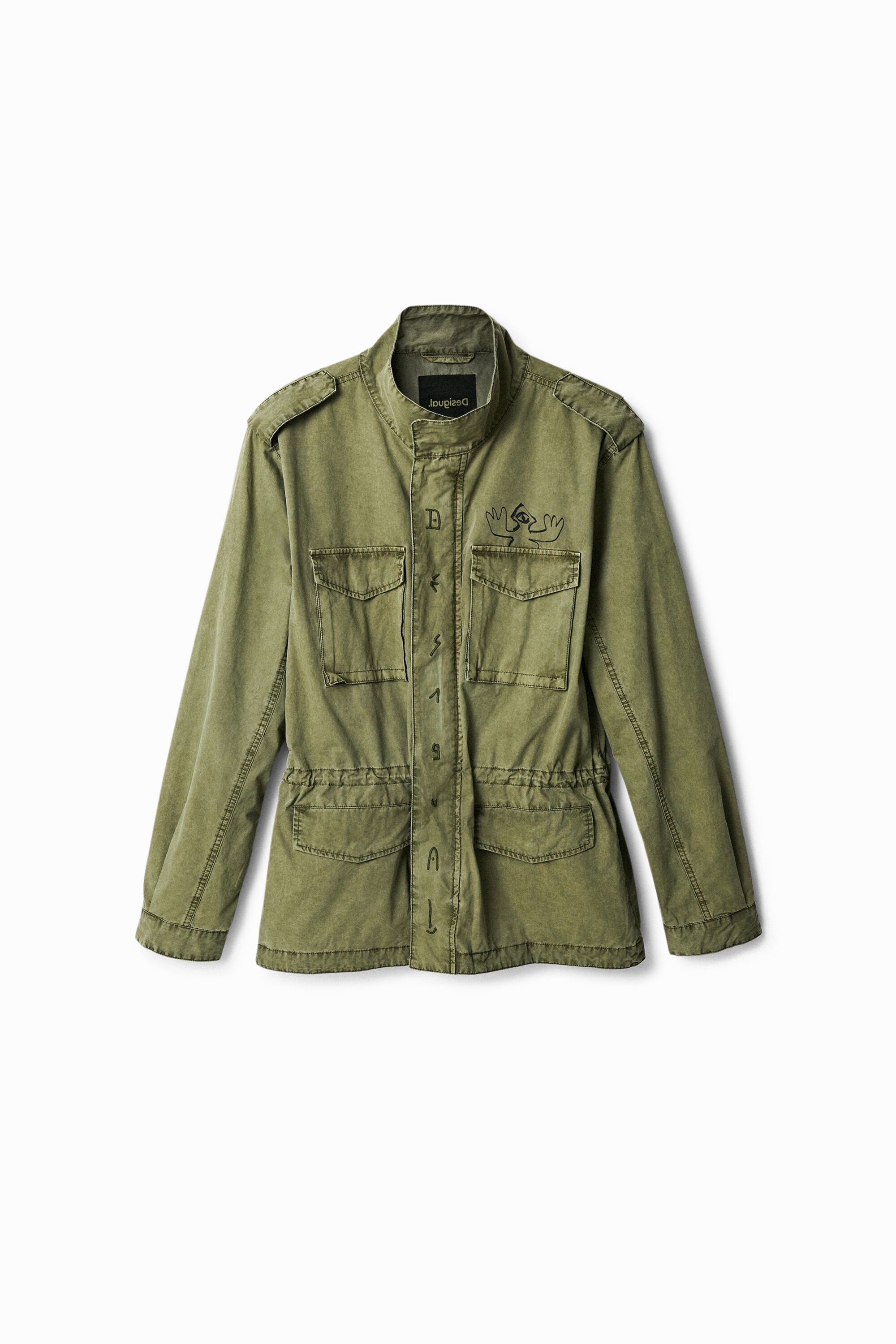 Desigual Military Parka With Pockets In Green