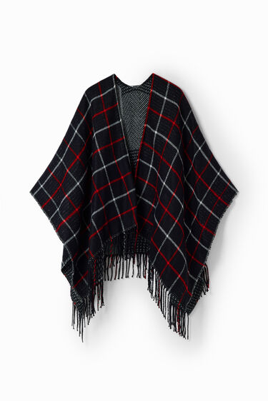 Reversible check poncho | Desigual