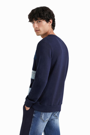 Fleece sweatshirt met denim patches | Desigual
