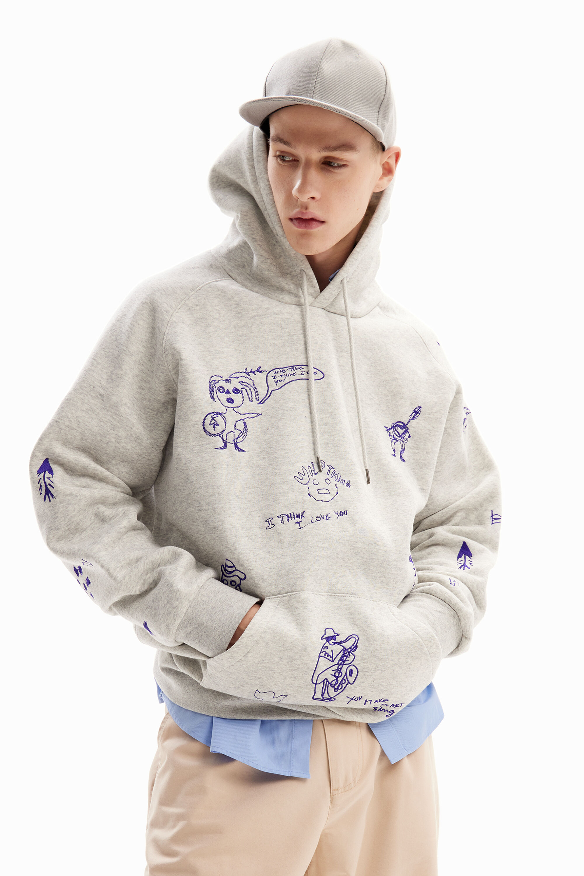 Embroidered hoodie - BLACK - XL
