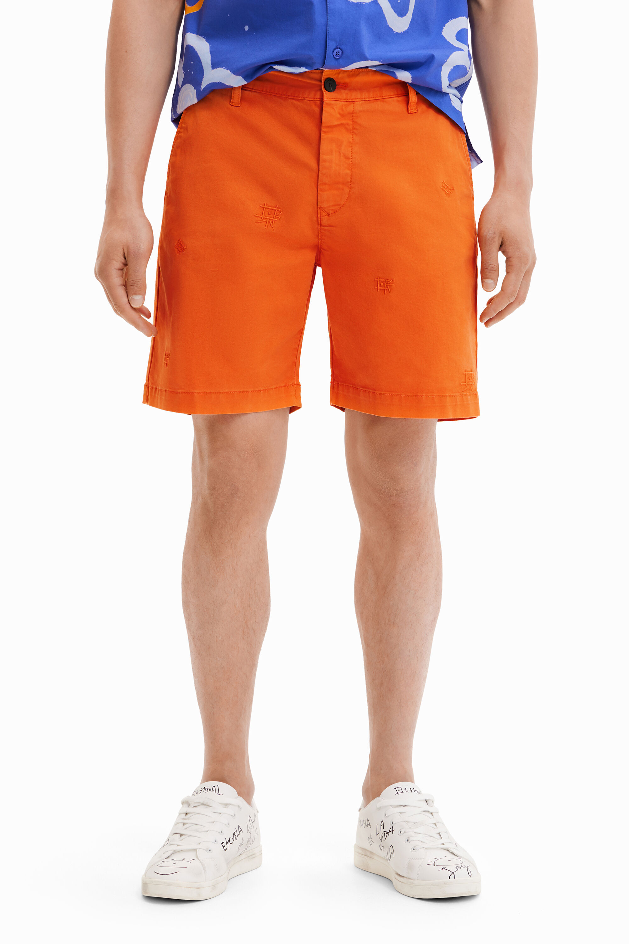 Embroidered Bermuda shorts - ORANGE - 28
