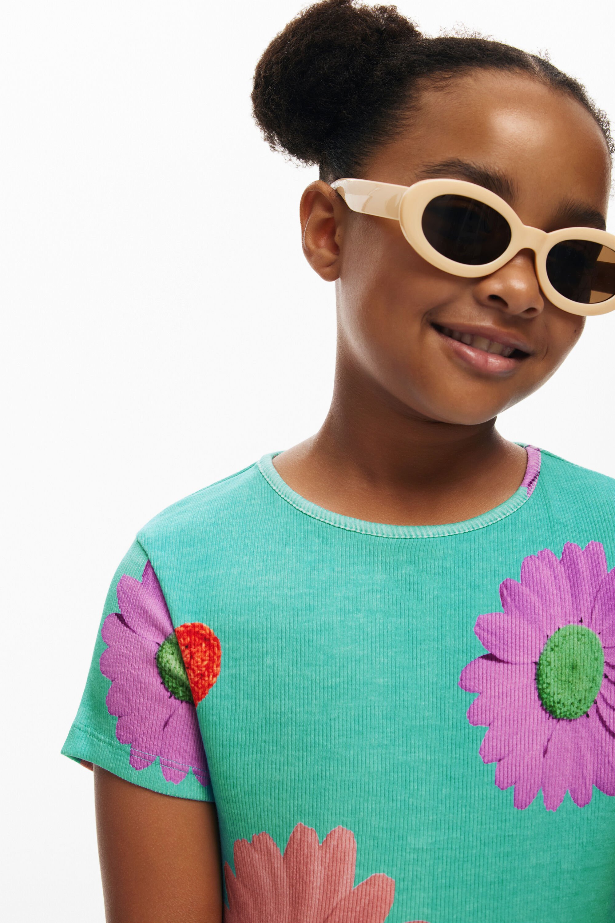 tシャツ 花柄 リブ編みTシャツ レディース リブ編み花柄Tシャツ I Desigual.com