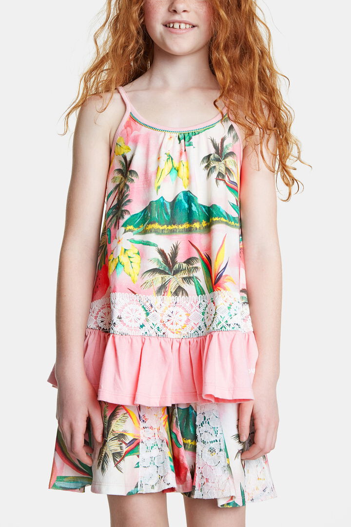 Koszulka na ramiączkach z nadrukiem w stylu tropikalnym | Desigual