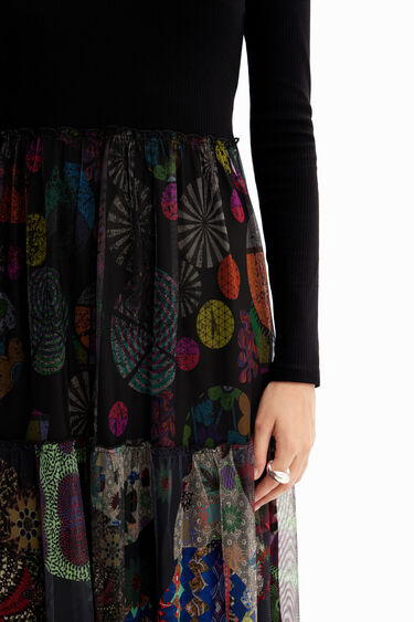 Vestit combinat midi flors de dona I Desigual.com | Desigual