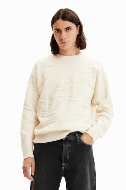 Sweter o luźnym kroju z imitacji frotte