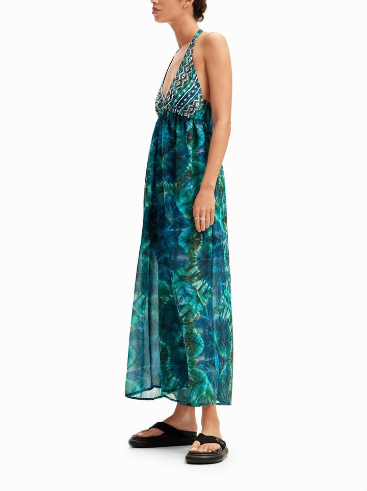 Vestido maxi halter arty tie-dye | Desigual