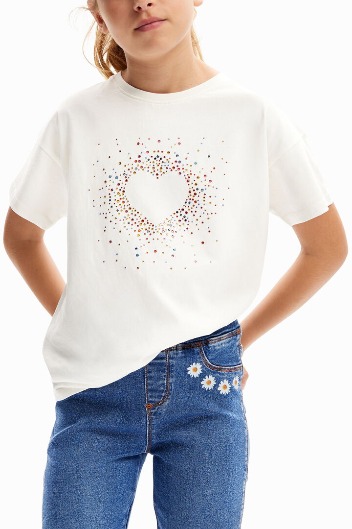 Rhinestone heart T-shirt | Desigual