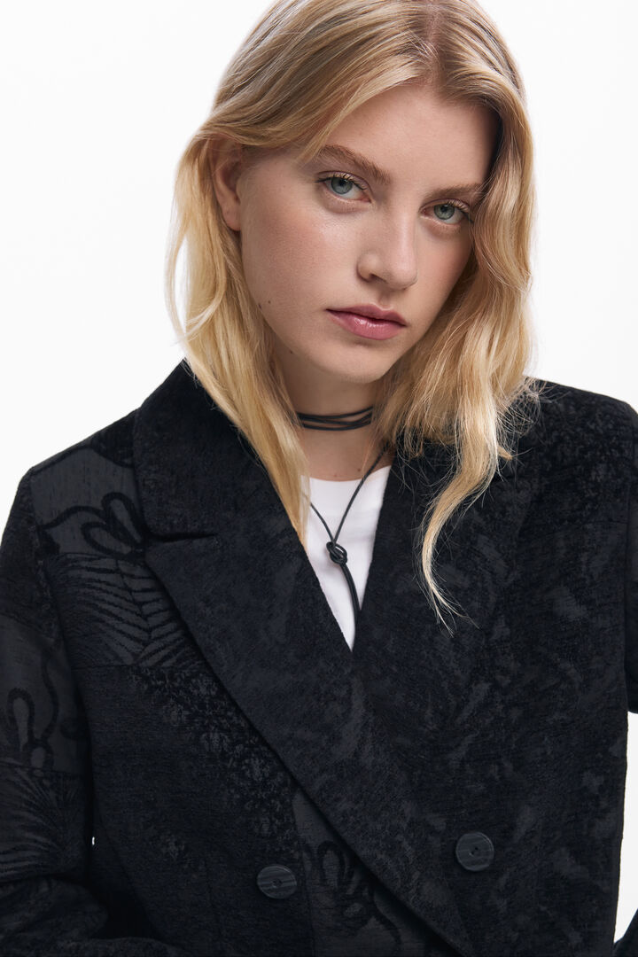 Manteau noir texturé | Desigual