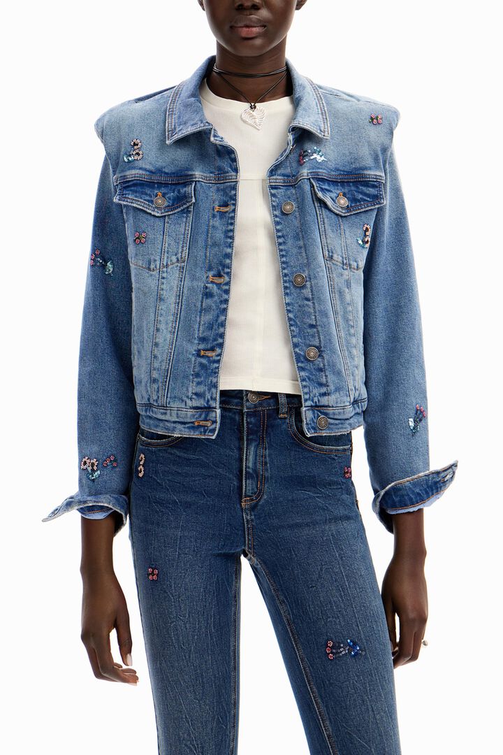 Floral denim trucker jacket | Desigual