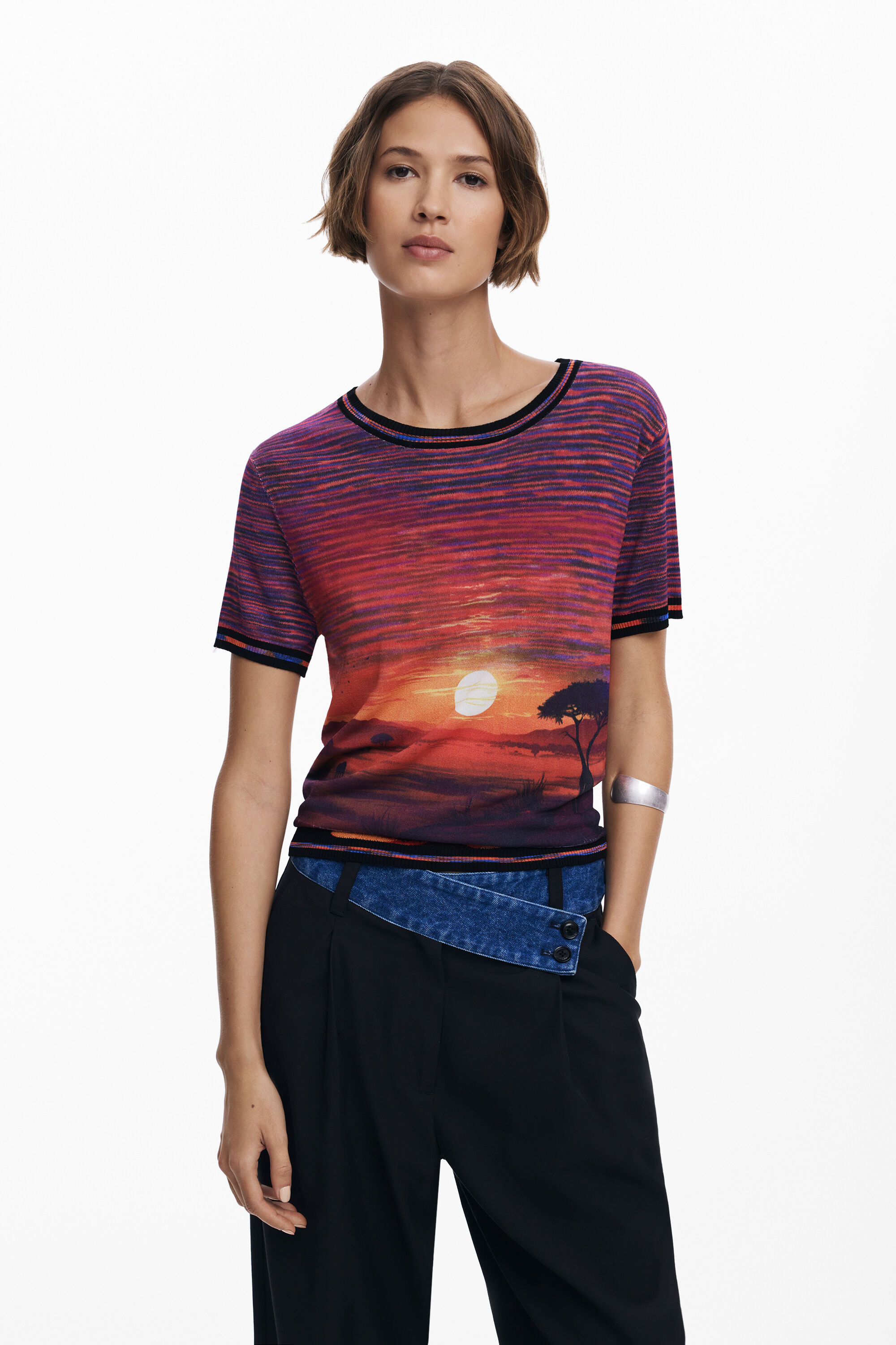 Strick-T-Shirt Sonnenuntergang