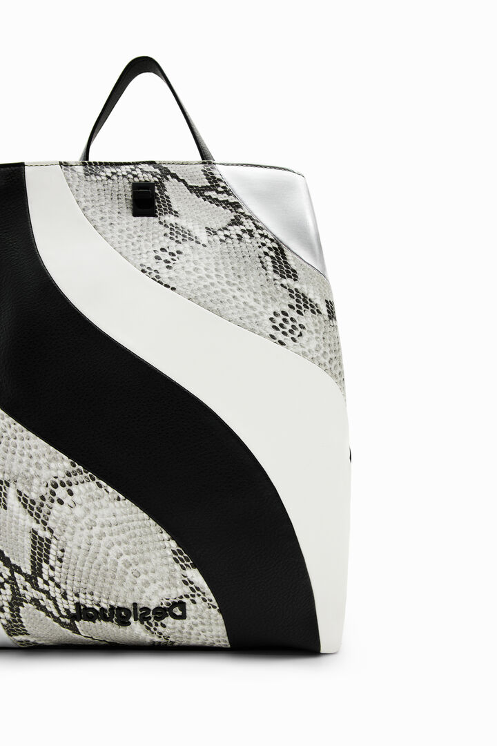 Mochila Desigual Back_Snake - Tamaño Medio, Unisex Adulto, Color Negro, Diseño Con Detalles De Serpiente