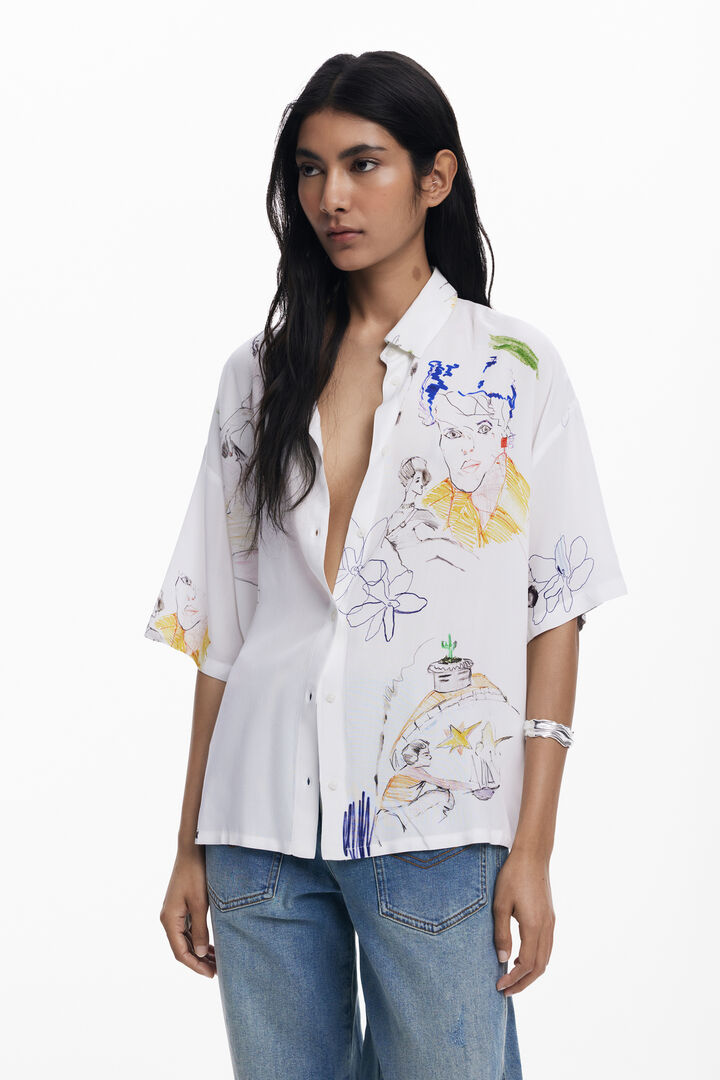 Camicia a maniche corte con volti