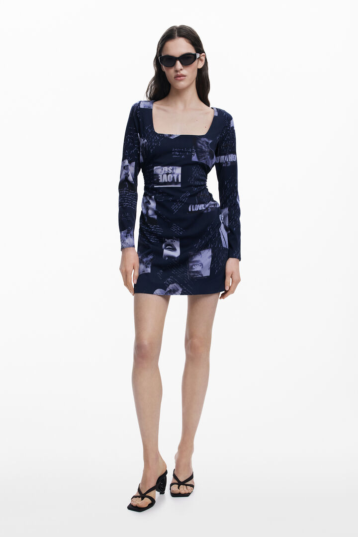 Postcard square neck dress | Desigual
