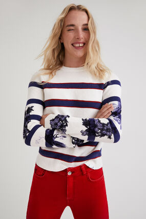 Striped floral jumper