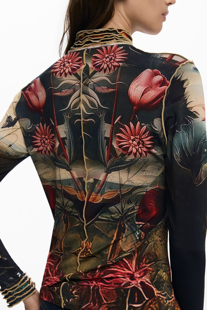 Camiseta ribeteado rosas | Desigual