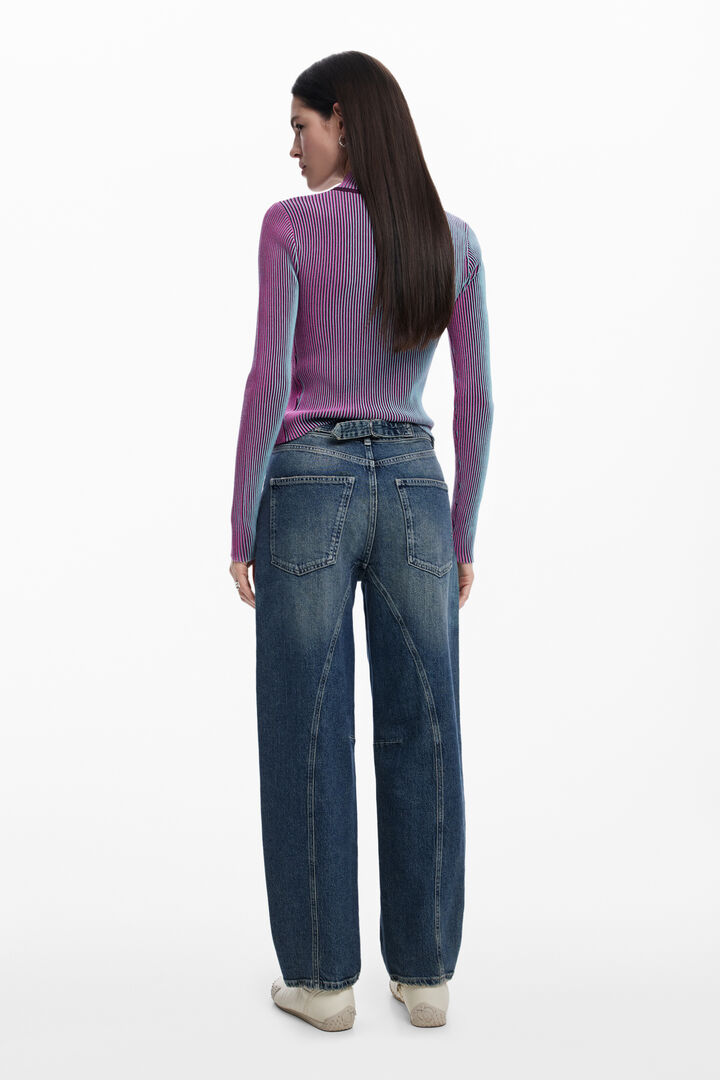 Vertical striped zipper cardigan | Desigual