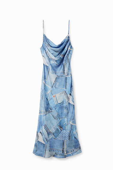 Denim patchwork midi dress | Desigual