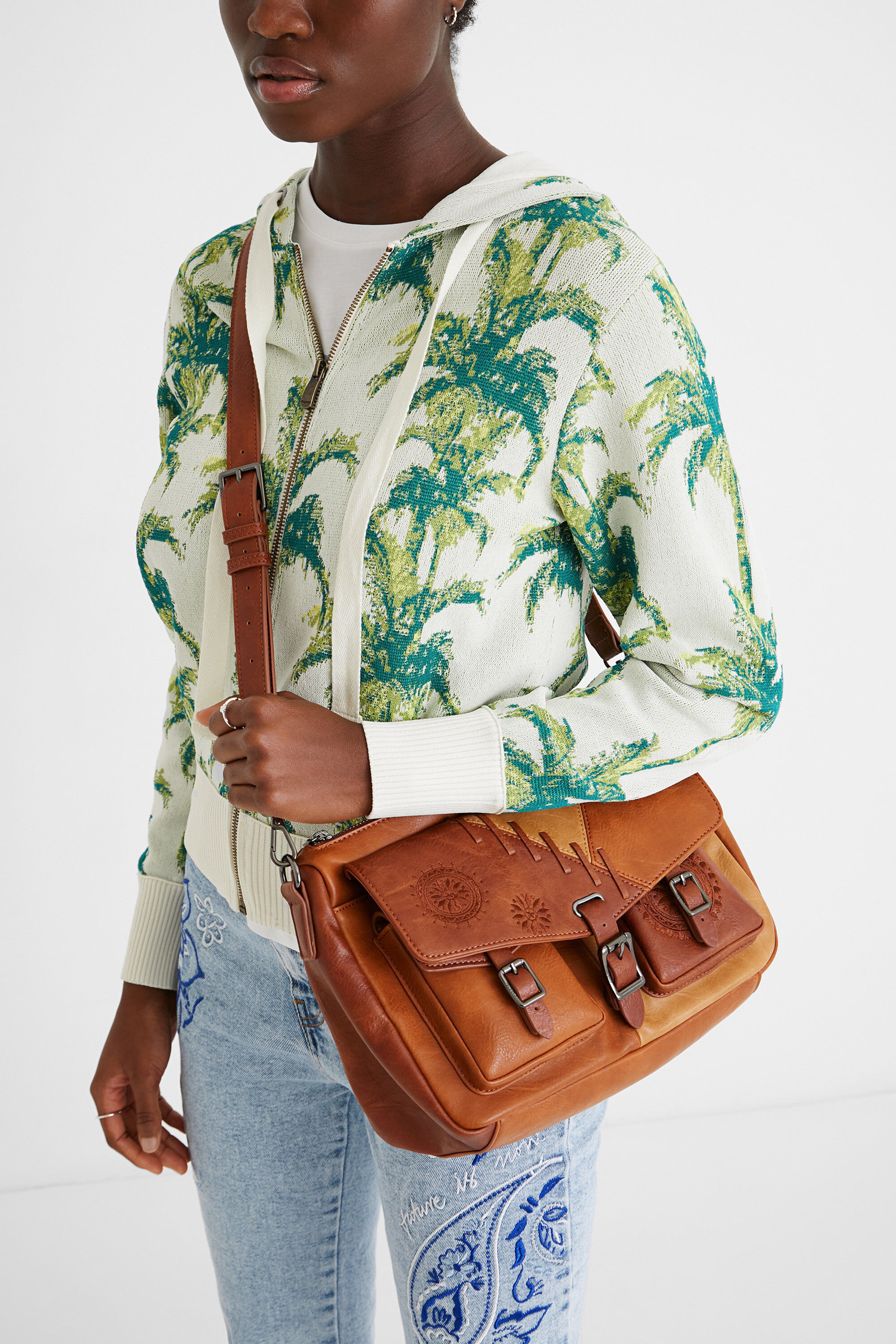 レザー風 パッチワークショルダーバッグ | Desigual.com