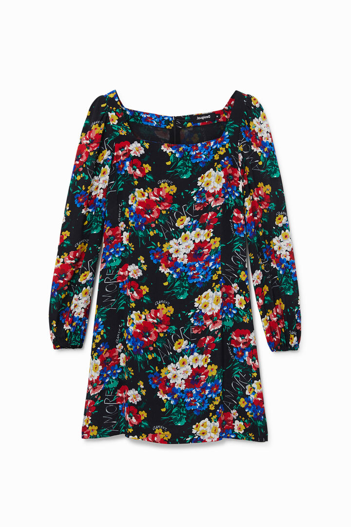 Vestido curto slim decote quadrado