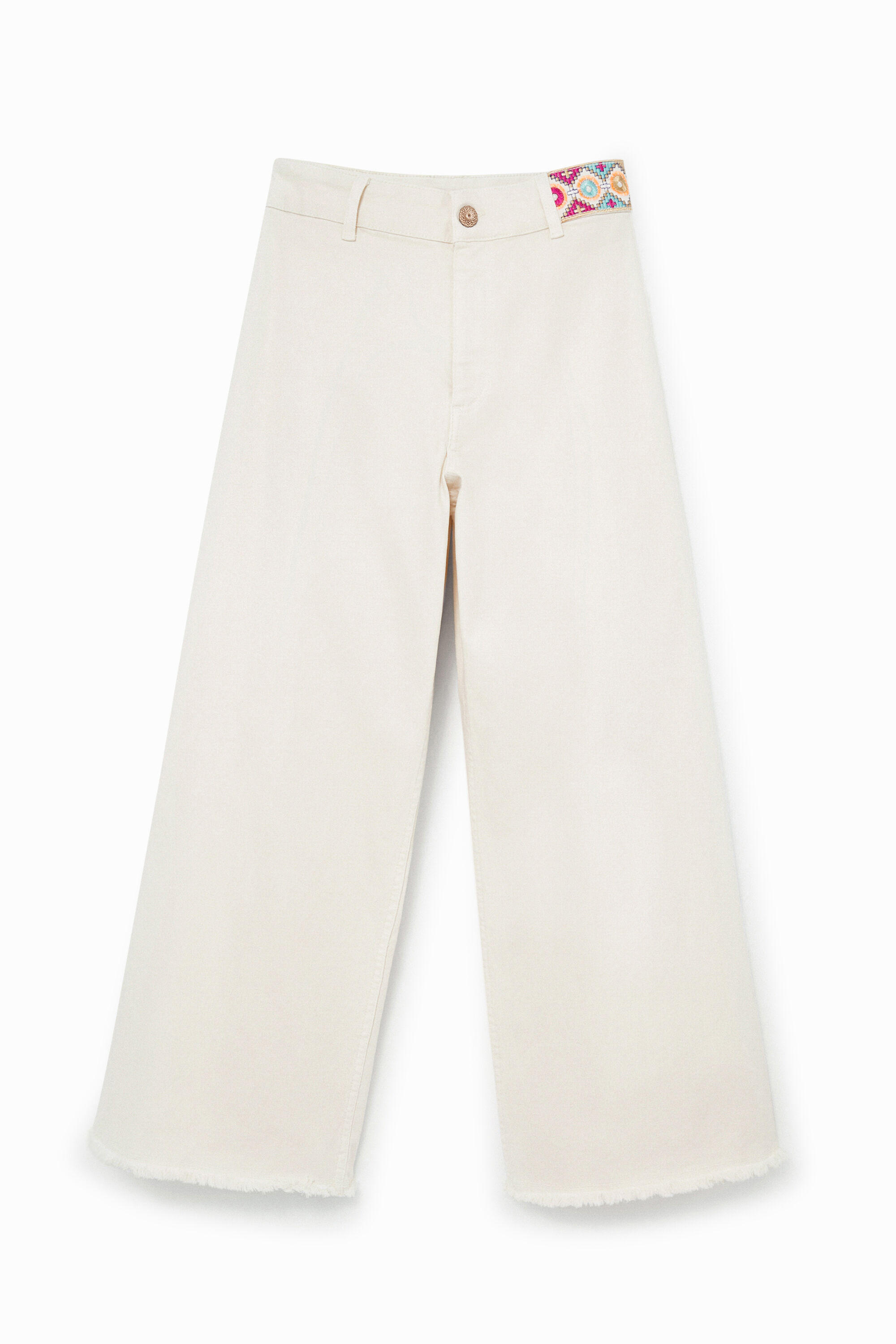 Desigual Cropped Culotte Jeans In White