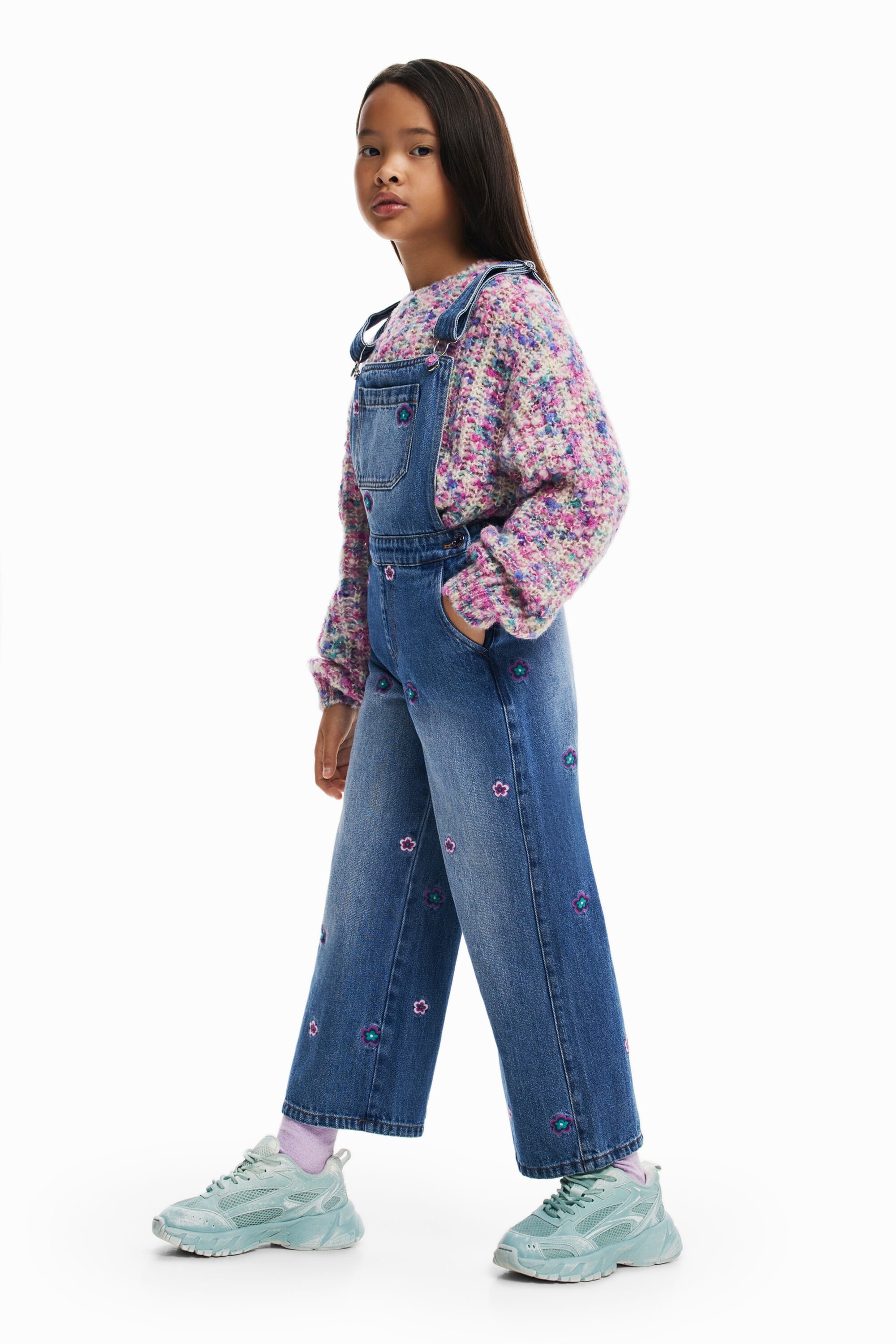 Desigual Long floral overalls Kids Blue 11 12