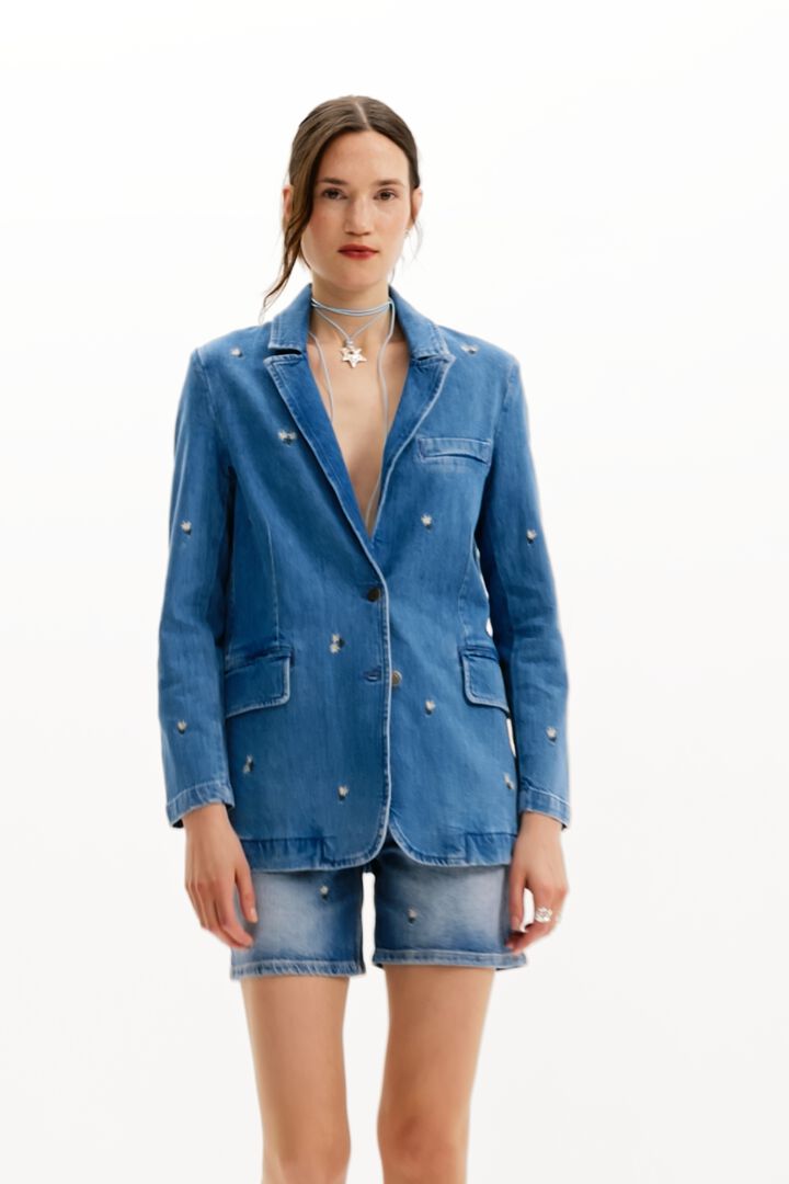 Blazer denim piccoli fiori | Desigual
