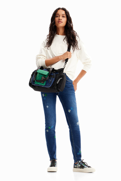 Push-up skinny jeans met borduursels