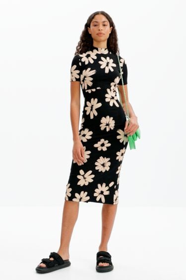 Slim arty floral midi dress | Desigual