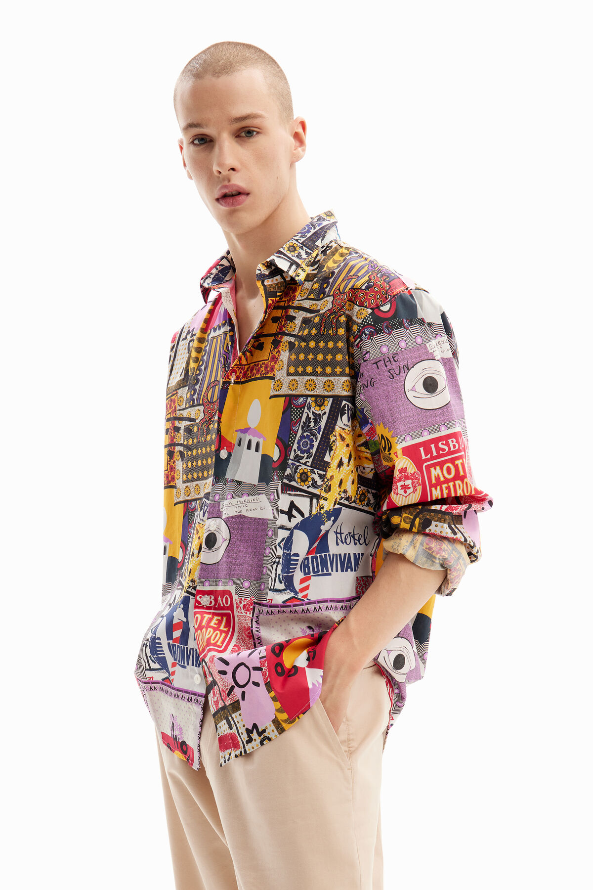パッチワークポプリンシャツ 男性用 I Desigual.com